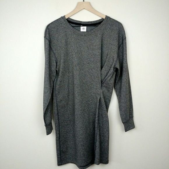 Cabi 3650 Put On Dress Grey Sweatshirt Long Sleeve Gathered Waist Stretch - Picture 2 of 6